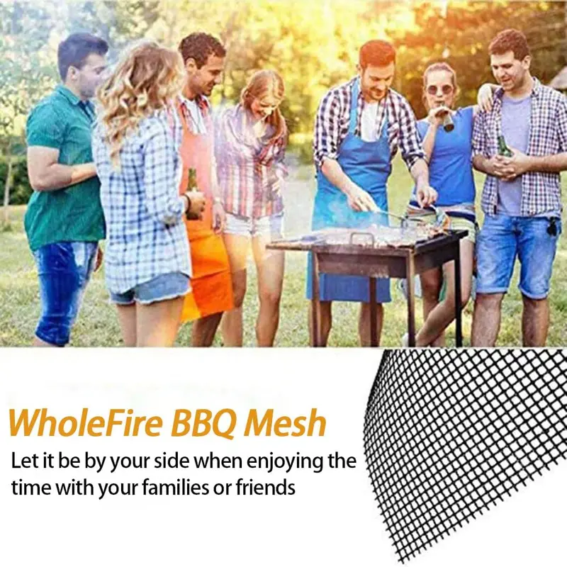 3PCS BBQ Grill Mesh Mat Set, 3PCS Non-Stick Reusable Grill Mats Baking Accessories for Grilling Meat, Vegetables, Cooking, Baking, Grilling and Baking, 40x33cm 5