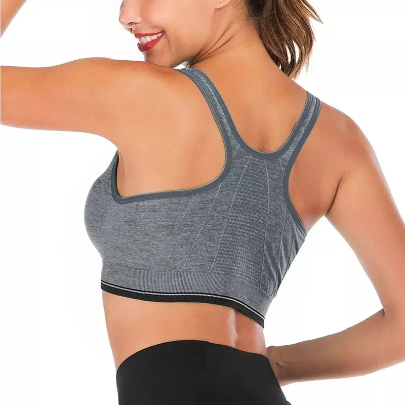 Women's Front Zip Padded Sports Bra – Push-Up Yoga Cami Vest for Support & Exercise 5