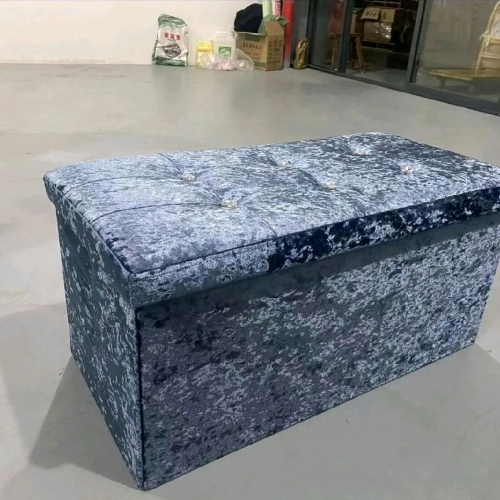 DOUBLE CRUSHED VELVET STORAGE BOX WITH FOLDABLE LID COLLAPSING 76X38X38CM Collapsible Organiser