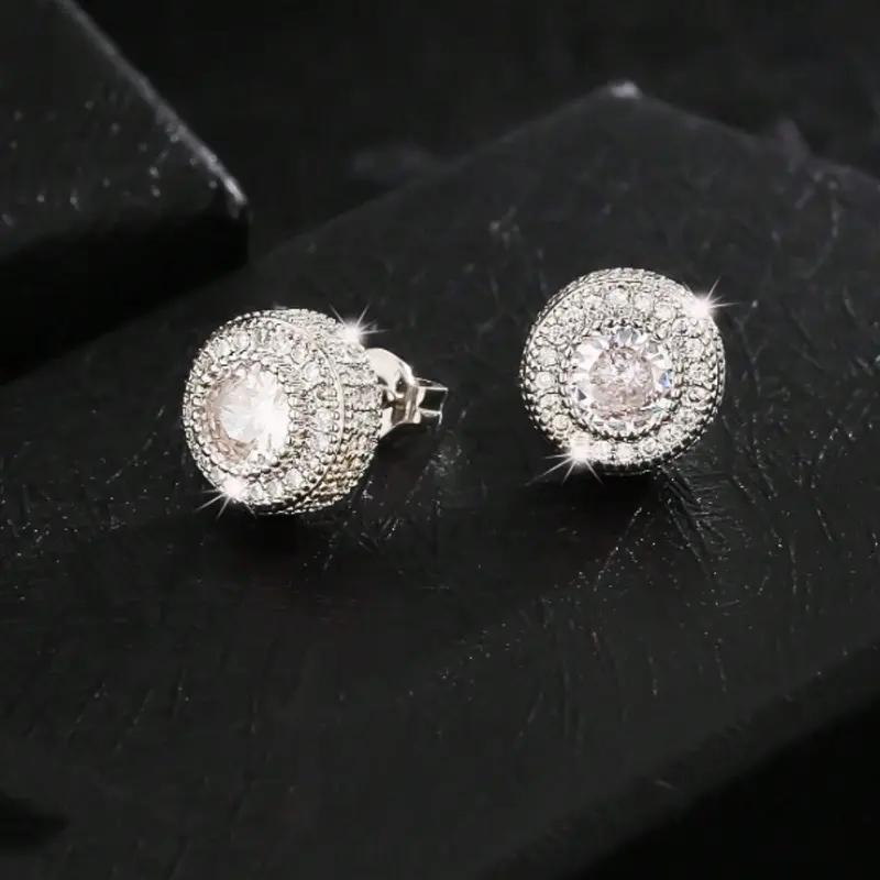 2pcs/Set Classic Hip Hop Style Square Zirconia Stud Earrings for Men and Women, Elegant Fashion Jewelry, Suitable for Daily Wear, Gifts for Loved Ones 7