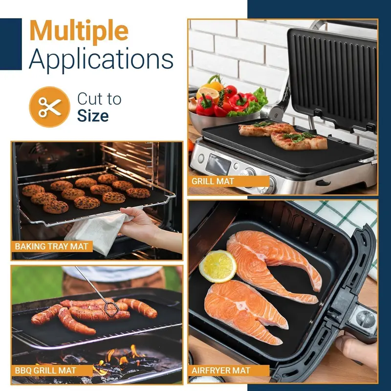 Extra Large Oven Liners for Bottom of Oven (2 Pack) - Universal Non-Stick Liner for Fan Assisted Cooking, 63.5 x 43 cm Kitchen Essentials, Protector Sheets, Save Time & Clean Easily (Black) 5