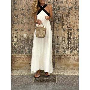 Women's Color Block Printed Sleeveless Dress, Elegant Fashionable Casual Sleeveless Dress, Suitable for Daily Outdoor Wear, Summer Women's Dress, Women's Clothing, Tank Dress, Beach Vacation Dress Womenswear Basic hoc o dress Minimalist  knitted cocktail