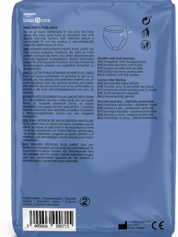 (FAST DELIVERY) Amazon Basic Care Men’s Pants Plus Medium, 28 Count (4 Packs of 7), Blue 7