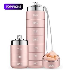Metal Travel Medicine Box, Portable Waterproof Weekly Pill Case, Large Capacity Aluminum Container, BPA Free 7 Day Daily Medication Organizer, Supplement Organizer