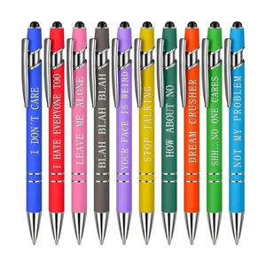 2 in 1 Retractable Ballpoint Pen & Touch Screen Stylus Pen Set, 10pcs Colorful Precision Pen, Inspirational Ballpoint Pen, Multifunctional Stationery Supplies, School Supplies, Customized Ballpen, Back To School Essentials, Unique Pens, Colored Pens Set