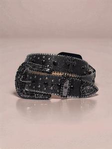 New Punk Style Belt Rhinestone Decorated Pu Buckle Belts, Casual Modern Waistband, Casual Dress Belt for Party, Daily Clothing Decor, Trendy All-match & Exquisite Pu Leather Belt for Birthday Gift, Men Accessories, Belts for Men