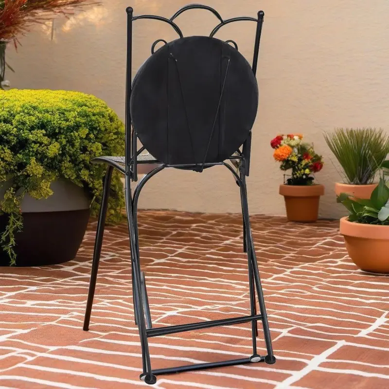 Set of 2 Folding Bistro Chairs in Ceramic Terracotta & White - Stylish Outdoor Furniture 0
