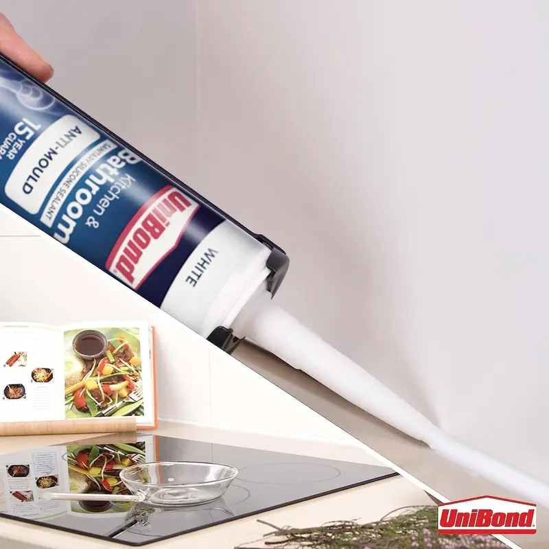 UniBond 2079356 Anti-Mould White, Waterproof Mould Protection Kitchen & Bathroom Sealant, Long-lasting White Silicone Sealant, Powerful Bath Sealant, 1 x 274g Cartridge 4