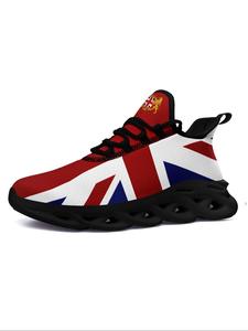 Men's Fashionable Union Jack UK Flag Design Lace-Up Sneakers, Casual Comfortable Breathable Sports Running Shoes, Male All-match Round Toe Shoes for Daily Wear
