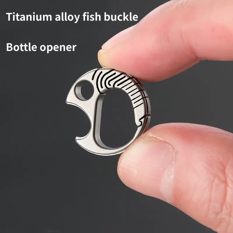 Compact Titanium Alloy Goldfish Clasp Keychain with Mini Bottle Opener - Perfect for Outdoor, Halloween, Christmas & New Year Gifts 0