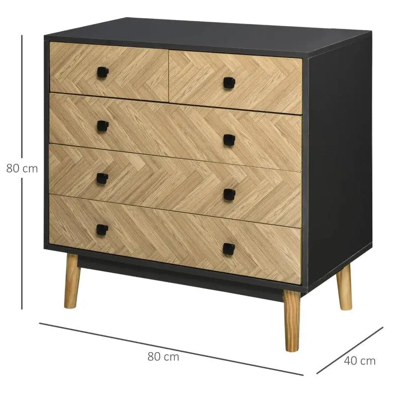 5-Drawer Chest with Metal Handles for Bedroom 2