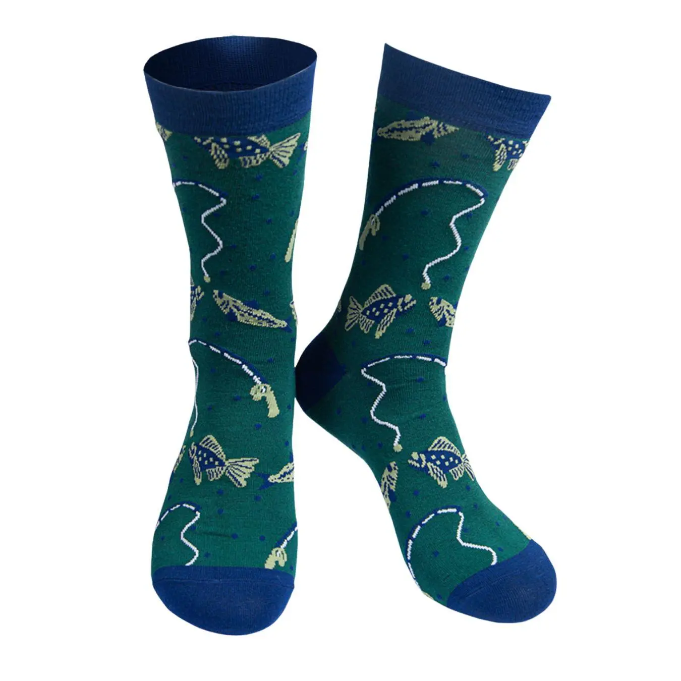 Mens Bamboo Socks Fishing Novelty Socks Angler Fish Socks Green