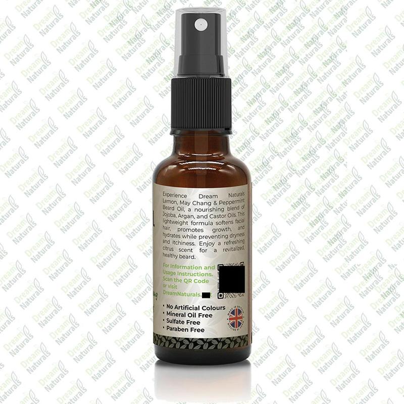 Dream Naturals - Lemon, May Chang and Peppermint Beard Oil - 30 ml - Nourishing Hydration, Enhance Growth, Control Frizz, Sooth Irritation and redness Hair Care Aroma 5