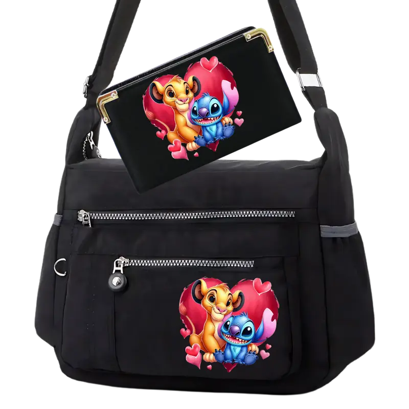 Simba & Stitch in Heart  Cross-body Bag & Purse Set 0