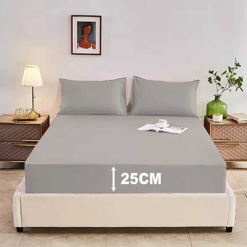 New  Fitted Bed Sheet 25cm Extra Deep, Wrinkle, Fade, and Stain Resistant Polycotton Fitted Sheet, Luxurious and Cosy Soft Non-Iron Bedding Fitted Bottom Sheets 3