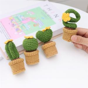 4pcs Potted Plant Crochet Artificial Cactus for Desk Home Decor