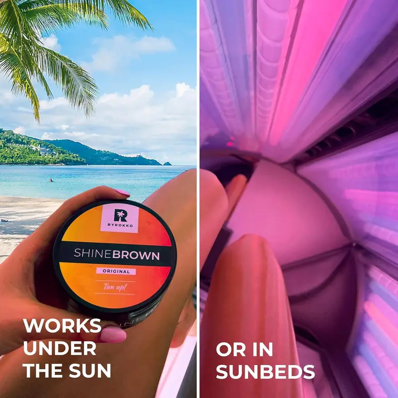BYROKKO Shine Brown Tanning Cream210 ml Fast Bronzing Sunbed & Outdoor Cream with Natural Oils Hydrating Formula self tanner instant sun bed ultra fake tan dark gel intensive golden carrot glow gradual 4