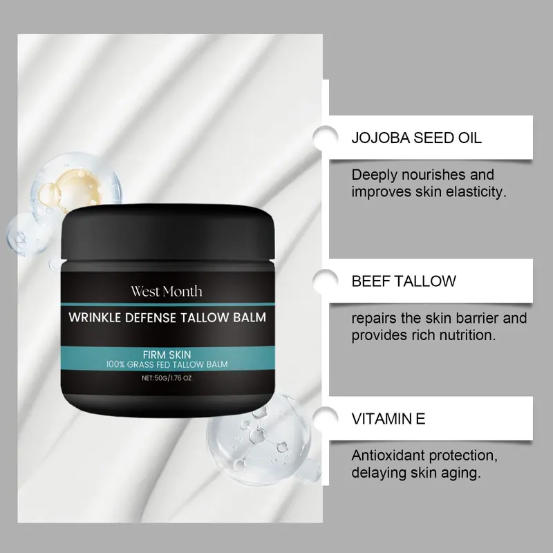 Wrinkle Defence Tallows Balm,Natural Beef Tallows Face Moisturizer,Mens Day And Night Cream,Skin Care For Men,Reduce Fine Lines & Wrinkles,Perfect Father's Day Gifts 5