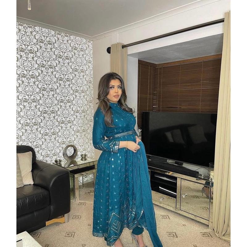 Sofia Khas | Embroidered Mirrorwork Cotton Mother & Daughter Readymade Traditional Womenswear | JS169 (5 Colours) 8