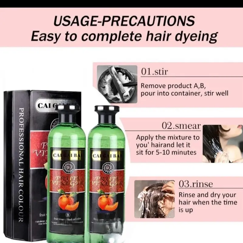 Premium Black Hair Color Gel  OrganicBlack Hair - Haircare - Conditioner Hair Dye 250ml x 2 6