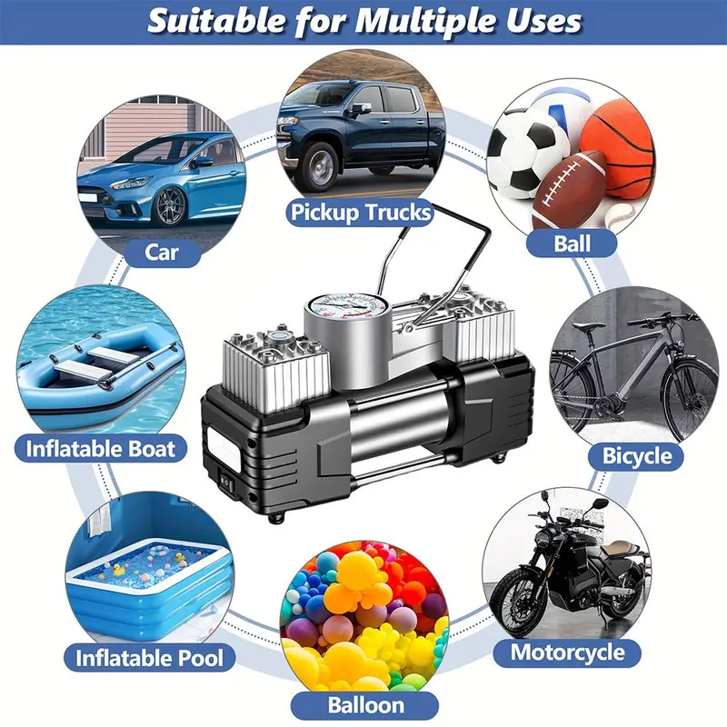 Electric Air Pump with Digital Pressure Gauge for Car Tires - Portable Tire Inflator with 60cm Inflatable Tube 3
