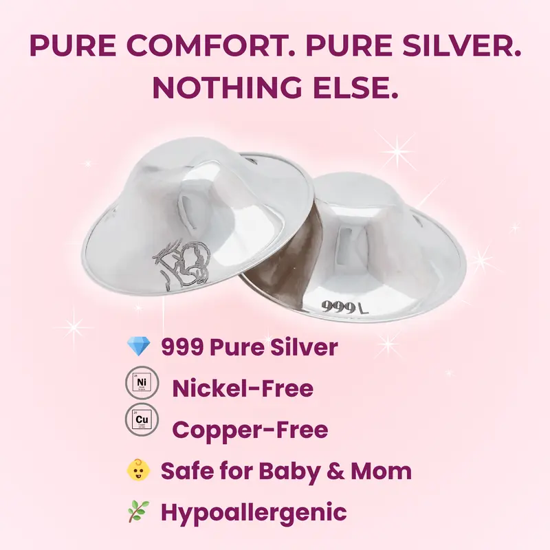 Ideares Silver Nipple Shields for Nursing Newborn, 999 Silver Nursing Cups for Breastfeeding 7