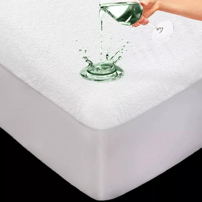 Terry Towel Mattress Protector Fitted Sheet Cover - 100% Waterproof - 30 Cm Deep - PREMIUM QUALITY - Microfiber - Extra Deepbed Fitted Cover 1