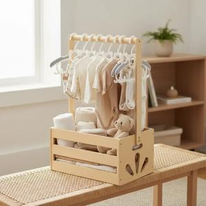 Vintage Wooden Open Storage Bucket with Handles, Newborn Gift Basket, Multifunctional Wood Organizer, Home Organization Ideal Gift Basket, Home Organizers