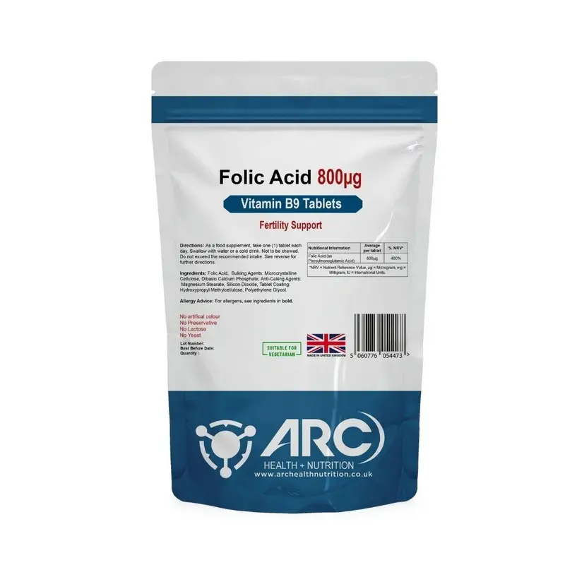 Folic Acid 800µg (Vitamin B9) Supplement Tablets - Fertility Support 0