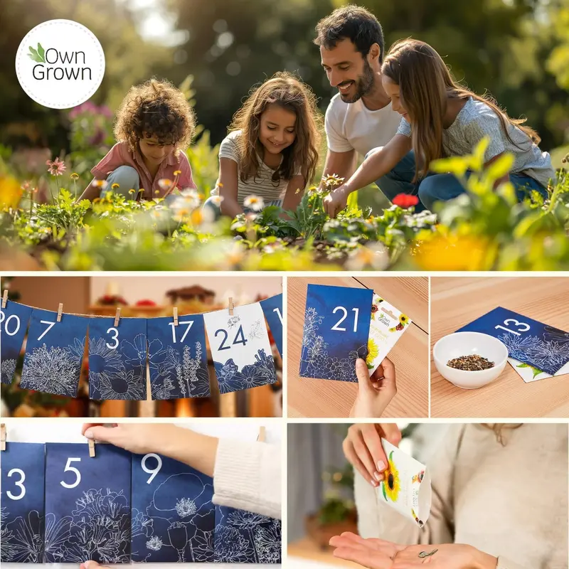 Flower Seeds Advent Calendar for 2024-24 Varieties of Wild Flower Plant Seeds DIY Kit - Garden Gift Decorations - Housewarming Gardening Gifts for Men and Women - Wildflower Organic Seeds 3