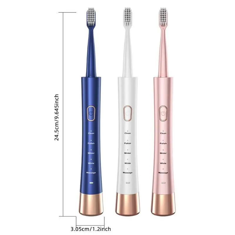 【UK SELLER】Electric USB Charging Toothbrush, 1 Count Soft Bristles Toothbrushes & 4 Counts Brush Head & 1 Count Charging Cable, Intelligent Cleaning Toothbrushes, Valentine's Day Gift Oral Sensitive Cleansing Blue 1