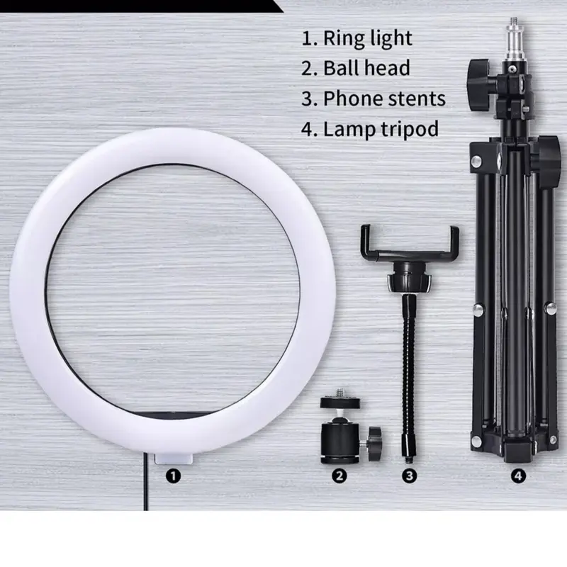 10" LED Ring Light with Tripod Stand and Phone Mount for YouTube Makeup Video Live - Cellphone, Selfie 8