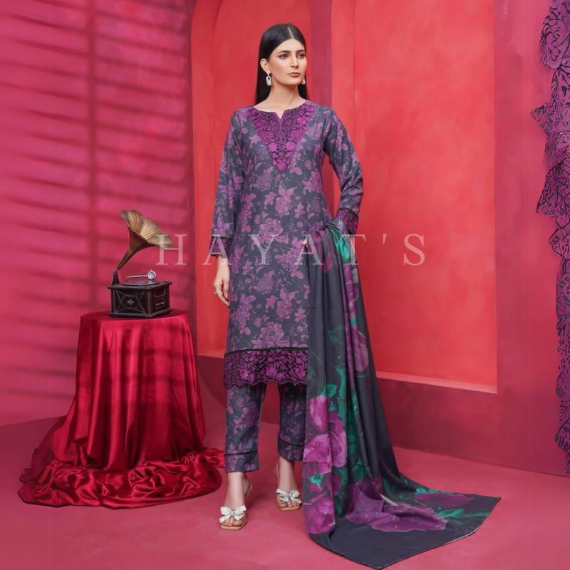 Dhanak Dress with Shawl |3 Pc| Winter Collection | Hayats UMHAT0560 6