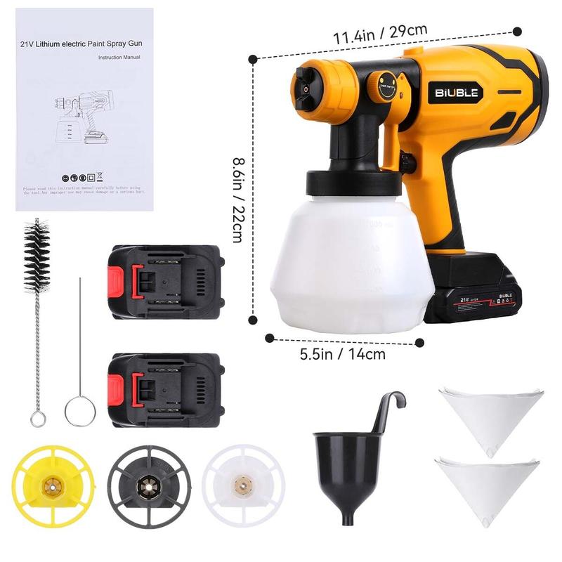 2x Battery 21V Cordless Paint Sprayer Electric Spray Gun Coating Airbrush 1000ML  UK 6