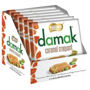Nestle Damak Caramel Croquant White Chocolate With Pistachio 360g - Pack of 6x 60g - Crunchy Dessert Snack, Best Before: 25/01/2026
