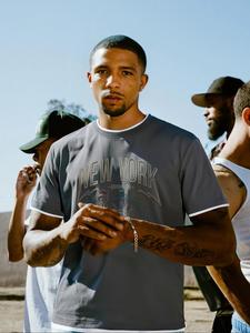 Men's Letter Print Tee, Regular Fit Casual Short Sleeve T-shirt for Summer, Men's Top for Daily Wear