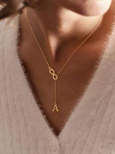 Elegant Letter & Infinite Mark Design Pendant Necklace for Women & Girls, Stainless Steel Charm Necklace for Party, Daily Decor, Trendy All-match Vintage Jewelry As Birthday Gift