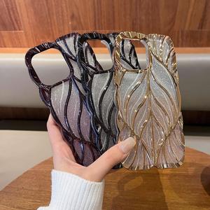 Creative Leaf Design Phone Case (1 Count), Electroplating Three-dimensional Leaf Shape Phone Case, Anti-fall Phone Cases for iPhone 14 15 16 Pro/Pro Max