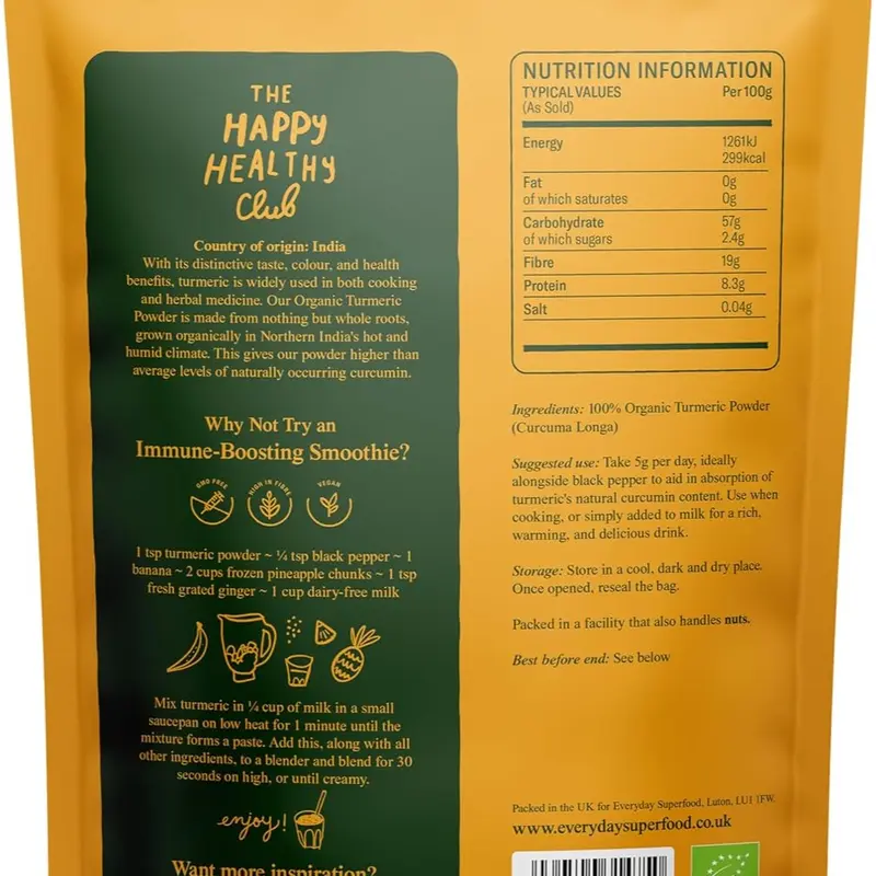 Organic Turmeric Powder 400g High Curcumin | Vegan, Kosher, Ayurvedic Superfood for Cooking & Wellness 3