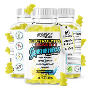 Electrolytes Gummies with BCAAs, Coffee Extract, Green Tea Extract & B Vitamins  - Zero Sugar Hydration Recovery Energy Supplement Healthcare Fitness