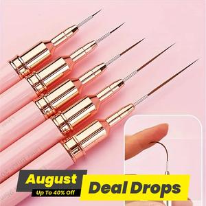 5 Counts Brush Set, Nail Art Brushes for Gel Polish, Nail Art Painting Pen, Lightweight Brush for Nail Art Sizes 4/8/12/20/25mm, Nail Art Equipment, Pink Nail Tech Supplies, Nail Art Tools, Nail Art Kit, Nail Art Design Manicure Brush, Nail Care Gift