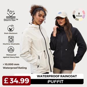 PUFFIT StormTex Against Heavy Rain Waterproof Lightweight Fall Hoodie Raincoat Jacket Full Zip Adjustable Waist & Hood & Cuff Design Comfort Casual Chic Outerwear Long Sleeve for Women's , Inner Pocket Design for Travelling Fall Outdoor Sport