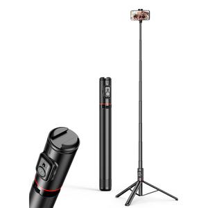 72 Inch Tripod Selfie Stick with Cold Shoe Mount, Integrated Phone Holder, Remote Control, Portable, Compatible with Apple & Samsung Phones