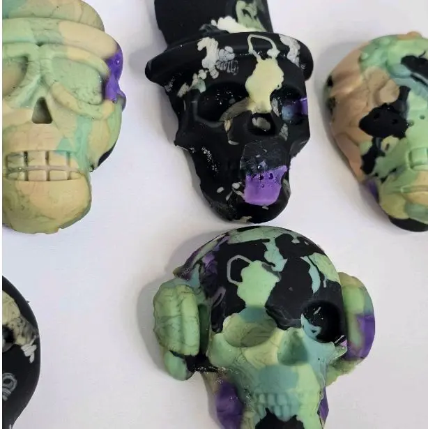Multicoloured Skull Home Decor Recycled Fillament - Festive Ornaments 4