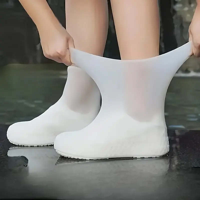 1 Pair Silicone Waterproof Rainproof Reusable Non-Slip Overshoes - Durable, Elastic, and Easy to Clean Outdoor Rain Gear for Men and Women Disposable 0