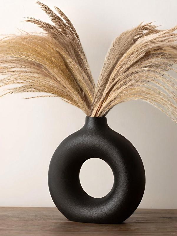 1pc Plastic Circular Flower Vase Decoration for Floral Arrangements White/Black 0