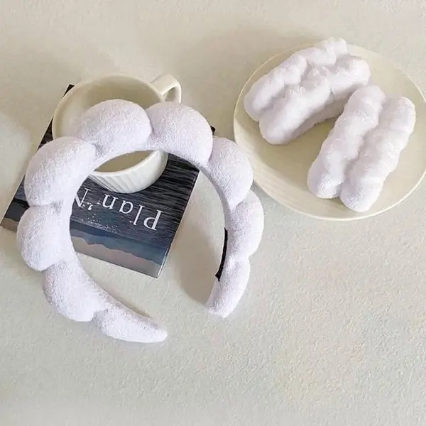 Women's Cute Fashion Fluffy Hair Hoop & Wristbands with Moisture Absorption Function, Gifts for Girlfriend, Casual Trendy Hair Accessories Set with Ruched Design for Women & Girls hairband 0