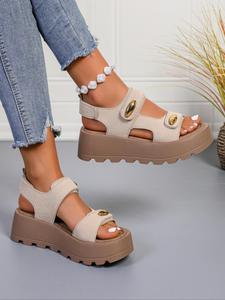 Women's Fashionable Plain Color Platform Sandals, Casual Versatile Platform Sandals for Summer, Lightweight Breathable Comfortable Shoes for Daily Wear, Girl