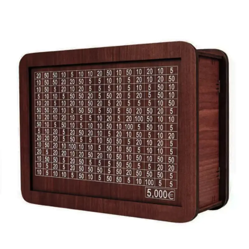 1000/2000/3000/5000/10000 Euro Money Box Wooden Piggy Bank Money Vault Savings Box Challenge Cash Storage Case 7
