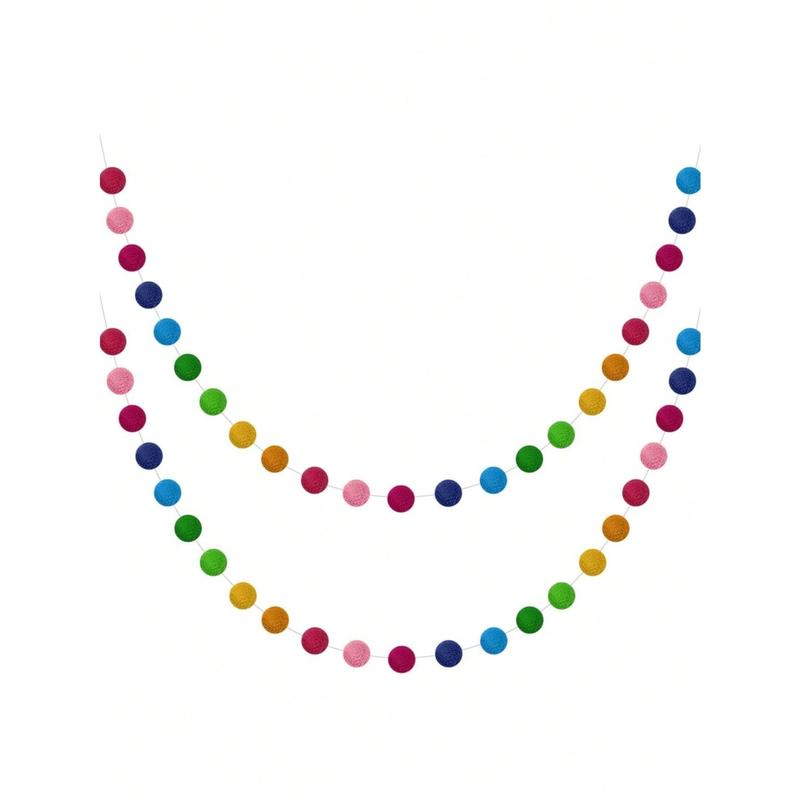 1pack-Color Of Macaron Colorful Pom Pom Garland 6.5 Feet Long 30 Ball Garland For Mardi Gras Easter Thanksgiving Wedding Party Decoration Best Gifts Birthday Ornaments Multicolor 8
